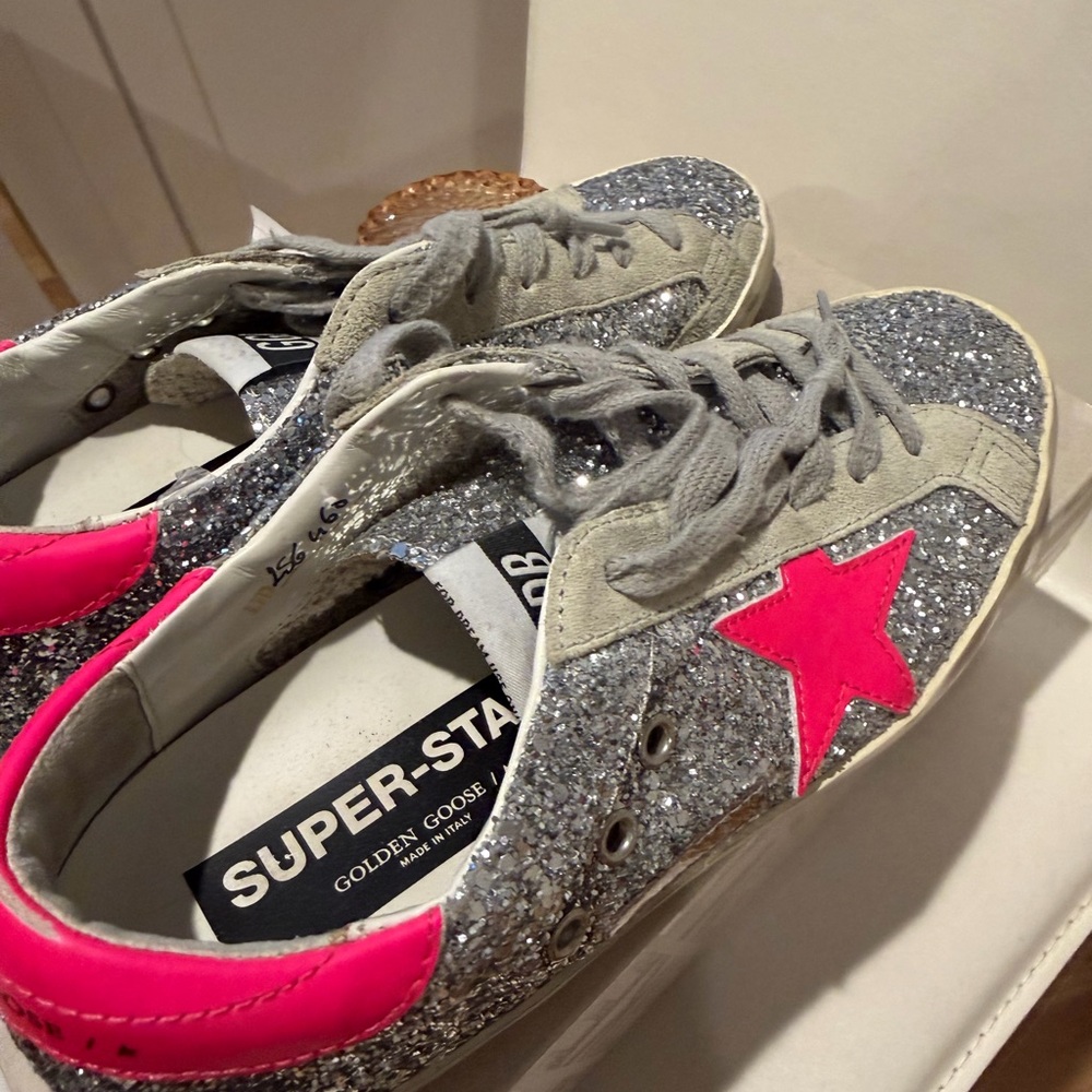 Golden Goose Silver and Fuchsia Glitter Sneakers size 39